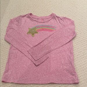 Crewcuts Pink Long Sleeve Shirt with Gold Star and Rainbow